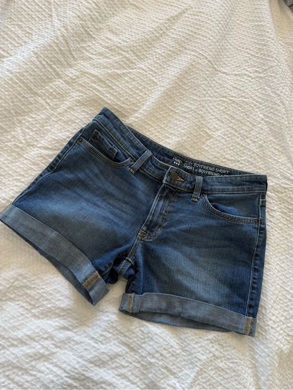 GAP Dark Blue Rolled Cuff Boyfriend Denim Shorts